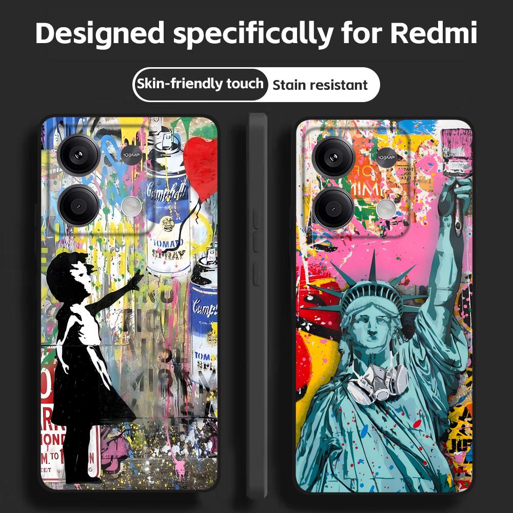 Xiaomi Redmi Note 14 - بانكسي الكتابة على الجدران الفن جراب
