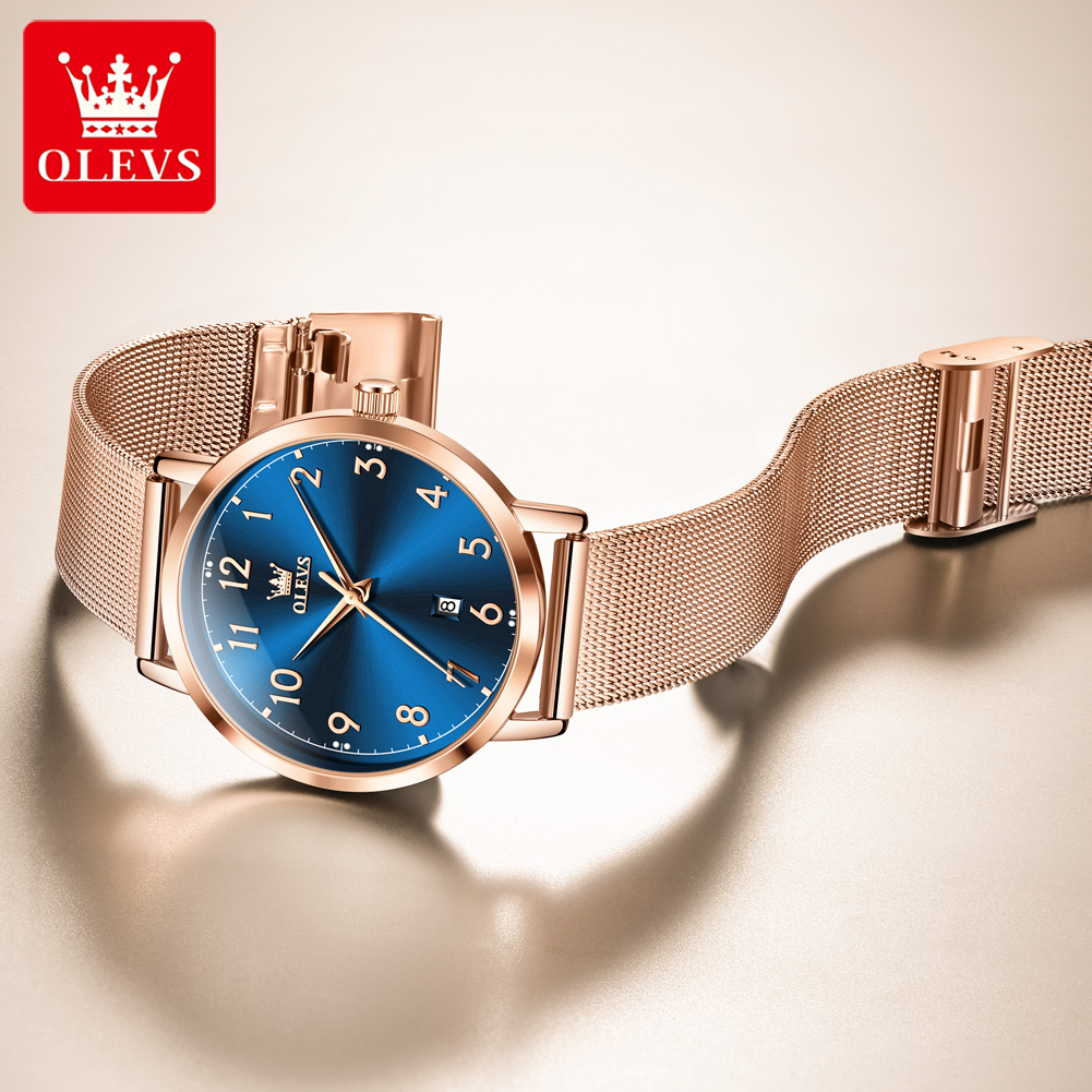 OLEVS 5653 ساعات نسائية أنيقة  - مراجعة Stainless Mesh Band وسعره