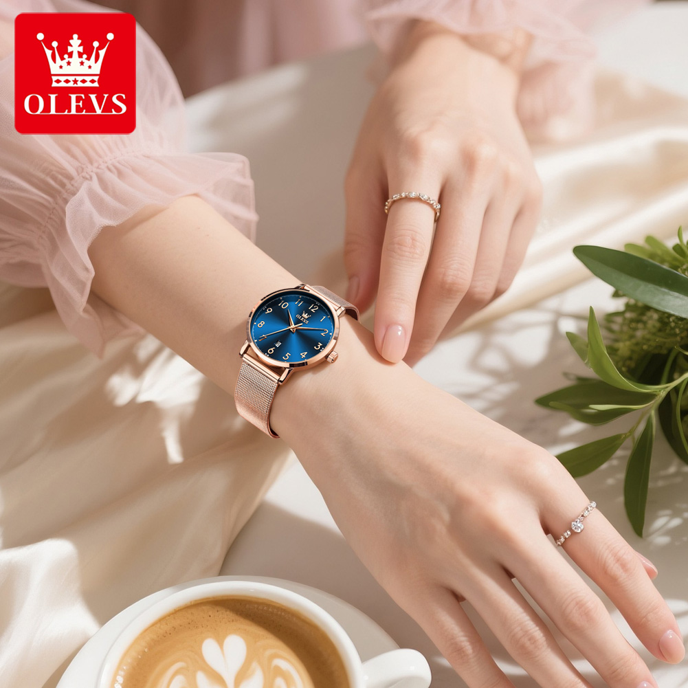 OLEVS 5653 ساعات نسائية أنيقة  - مراجعة Stainless Mesh Band وسعره