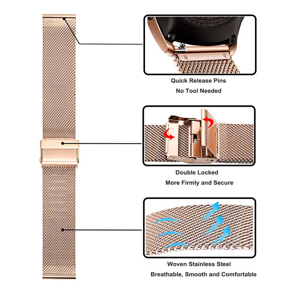 حزام معدني لساعة سامسونج جالاك - مراجعة Stainless Mesh Band وسعره