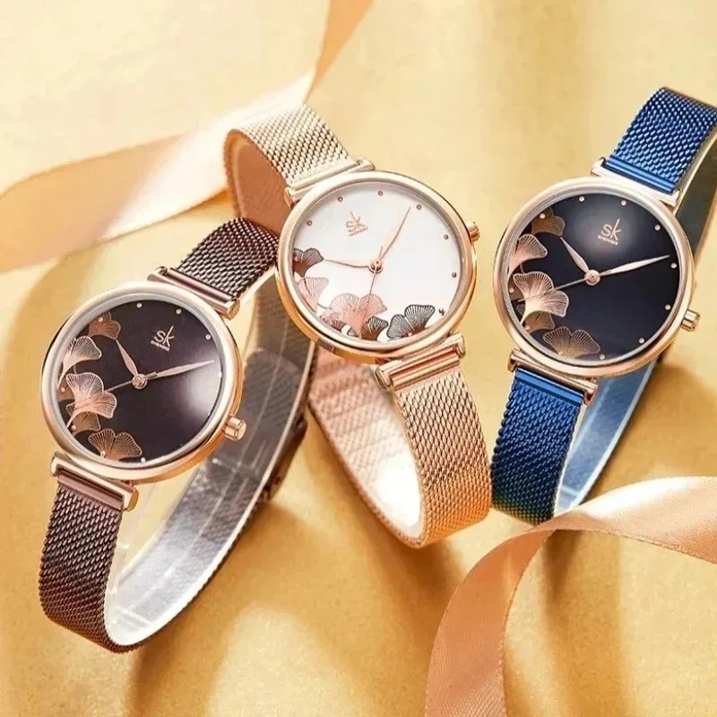 ساعة نسائية فاخرة بتصميم أوراق - مراجعة Stainless Mesh Band وسعره